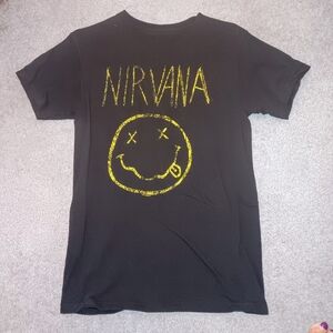 Nirvana Black T-Shirt with Yellow Logo